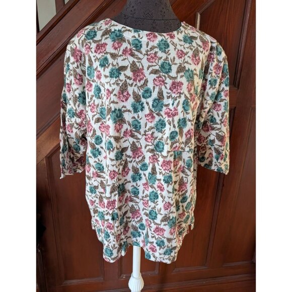 VTG Liz Thomas Plus Floral Print Blouse With Button Detail 42/22W - Picture 1 of 6